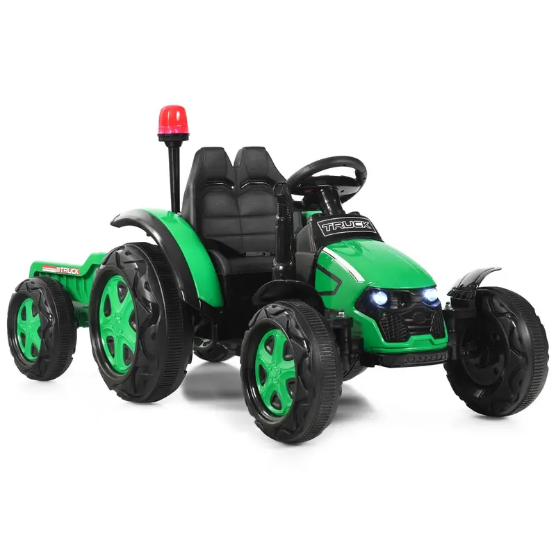 12V 2-in-1 Tractor Ride-On Vehicle with Remote, LED Lights, and Honking Horn