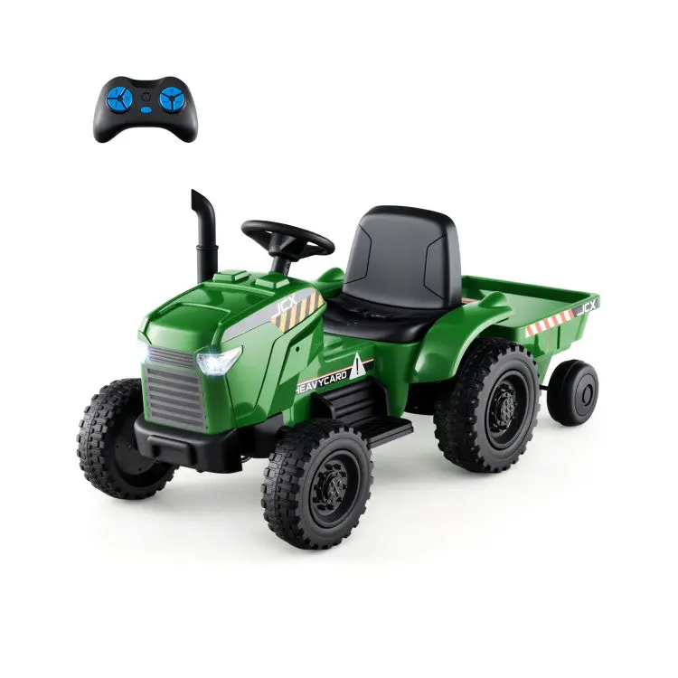 12V Kids Ride-On Tractor with Detachable Trailer and 3-Speed Forward Gear System
