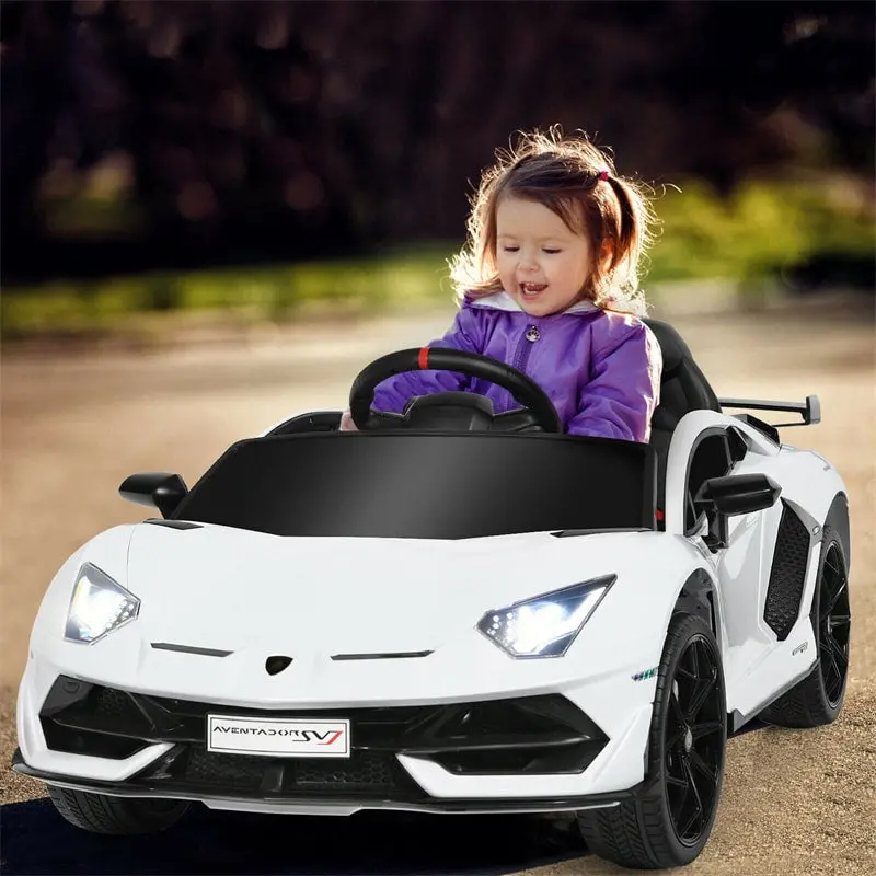 12V Lamborghini Aventador SVJ–Licensed Electric Ride-On Sports Car with LED Lights and Remote Control