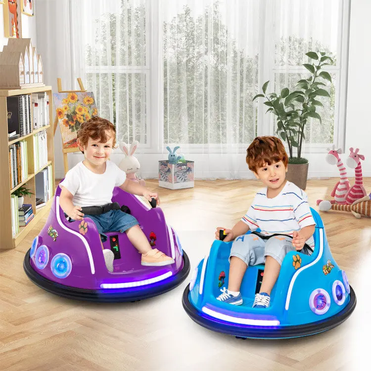 12V Remote-Controlled Ride-On Bumper Car for Kids with Flashing LED Lights and Safe Low-Speed Operation