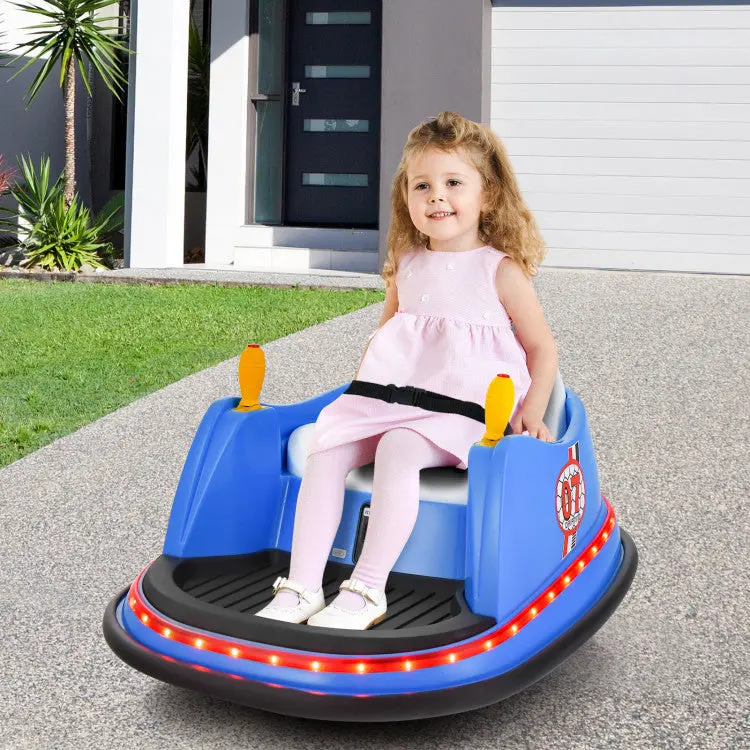 12V Rotating Ride-On Bumper Car for Kids: 360° Spin Function, Remote Control, and Vibrant LED Effects