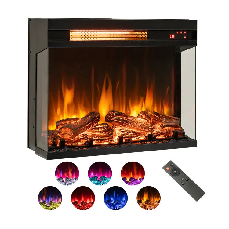 23-Inch Freestanding 3-Sided Electric Fireplace Insert – 1500W Recessed Design with Remote & Thermal Protection