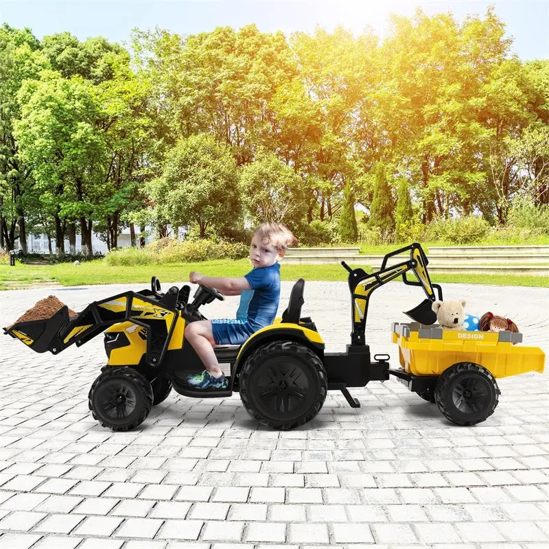 3-in-1 12V Ride-On Construction Set – Electric Tractor, Excavator & Bulldozer Toy with Dual-Speed Driving Modes