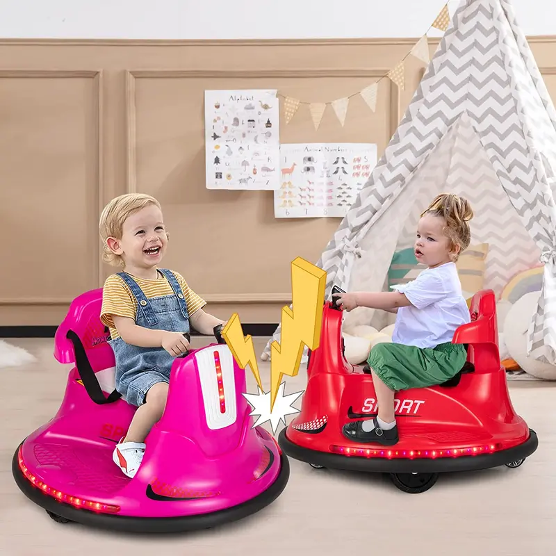 6V Battery-Powered Kids Bumper Car Ride-On with 360° Spin, Remote Control, and Fun Racing Lights