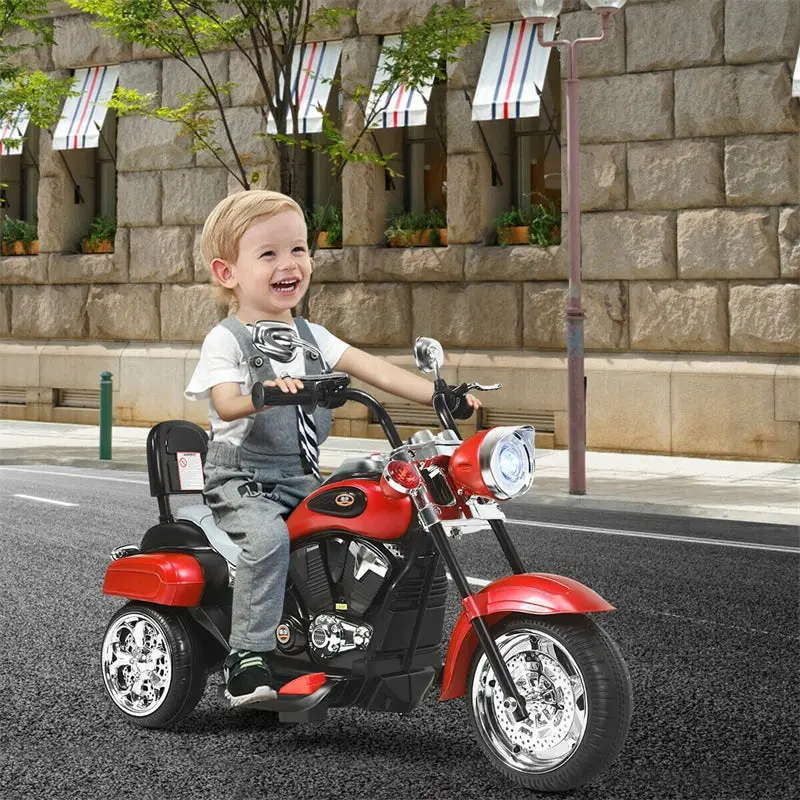 6V Three-Wheel Chopper-Style Ride-On Motorcycle for Kids – Features Working Headlight and Fun Design