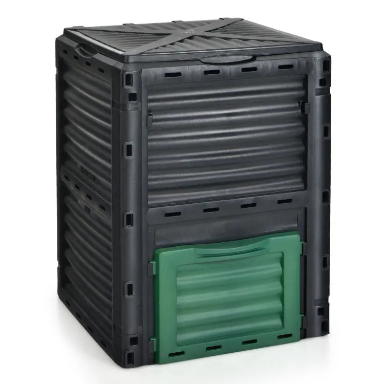 80-Gallon Outdoor Compost Bin – Dual-Access Composting Box with Top Lid & Bottom Exit Door