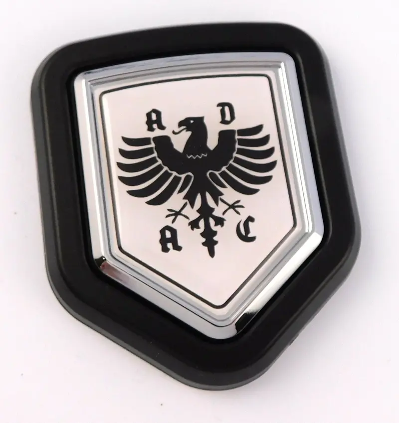 ADAC Emblem Badge – Chrome-Finished Black Shield Grill Badge for Cars and Trucks