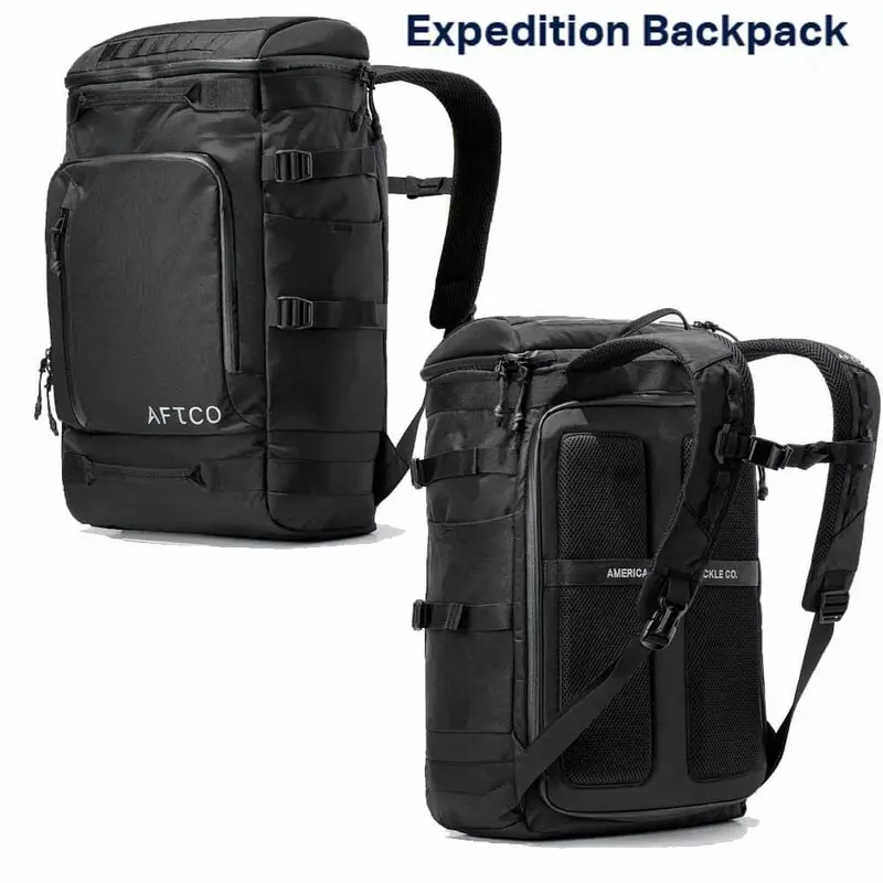 Aftco Black Expedition Waterproof Fishing Backpack