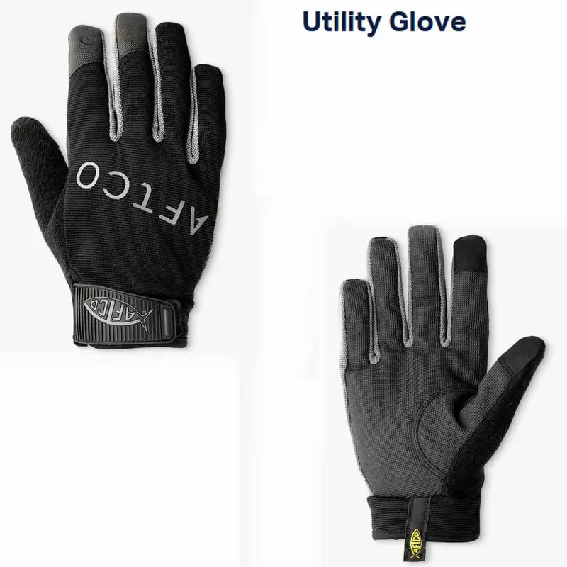 Aftco Black Heavy-Duty Utility Fishing Gloves