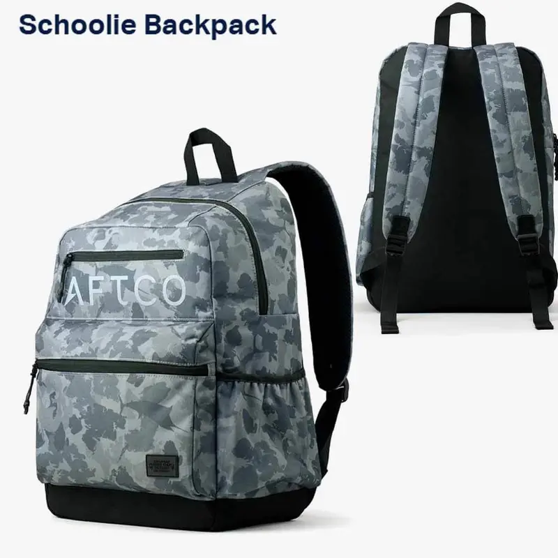 Aftco Navy Grander Camo Schoolie Backpack – Compact Fishing Pack