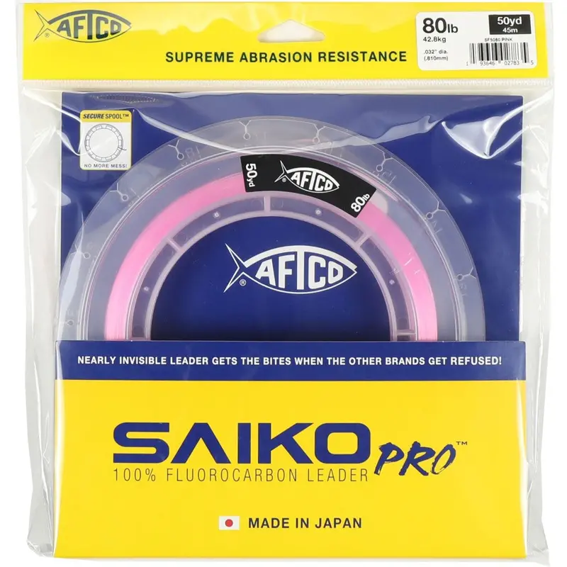 Aftco Saiko Pro Fluorocarbon Leader – 50-Yard Pink Spool
