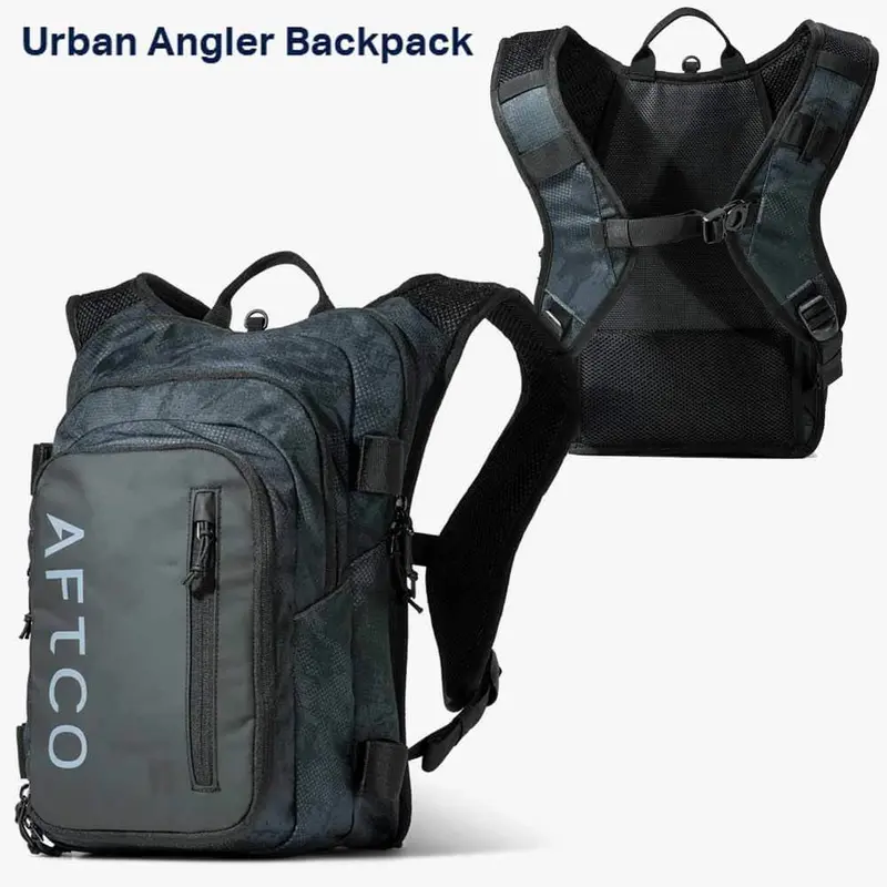 Aftco Urban Angler Storm Black Camo Backpack for Fishermen