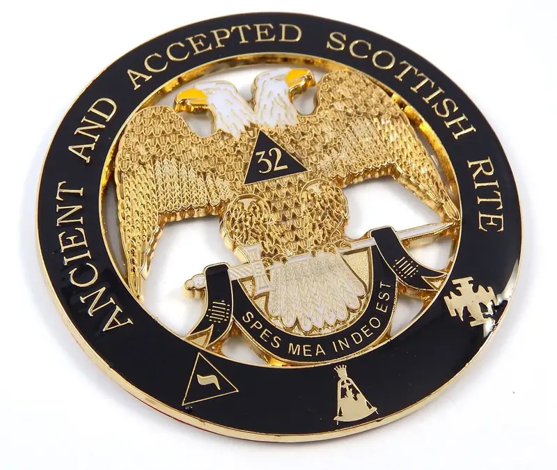 Ancient & Accepted Scottish Rite Chrome Car Decal – 3″ 32° Metal Emblem (MAS21)