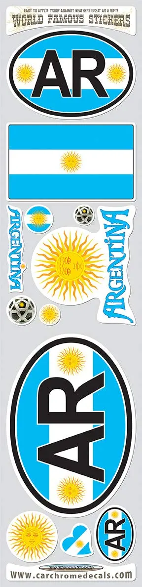Argentina Flag Sticker Kit – 12-Vinyl Decal Pack for Auto, Bike & Laptop Use