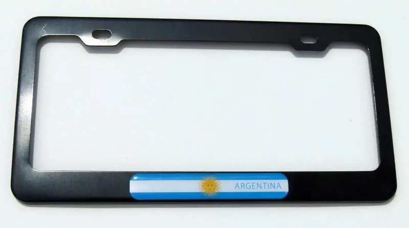 Argentine Flag License Plate Frame – Sleek Black Metal Domed Border