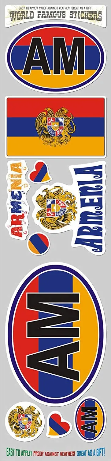 Armenia Flag Sticker Collection – 10-Piece Durable Decals for Cars, Bikes & Tech