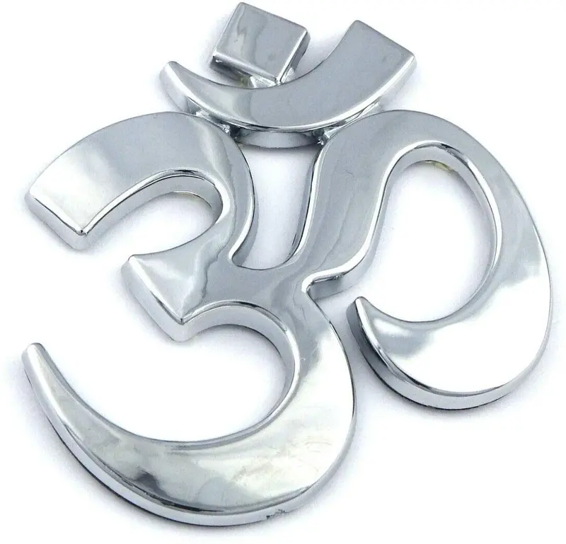 Aum Om Symbol Chrome Badge – 2.5-Inch 3D Yoga & Motorcycle Emblem Decal