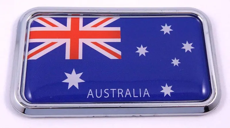 Australia Flag Chrome 3D Car Decal Sticker – 3″ x 1.75″ Rectangular Emblem