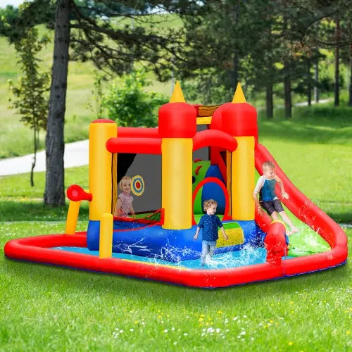 Backyard Water Park Bounce House – Blow-Up Slide System for Active Play