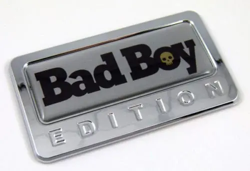 Bad Boy Domed Chrome Emblem – Attitude-Driven Vehicle Badge with Durable Adhesive Backing