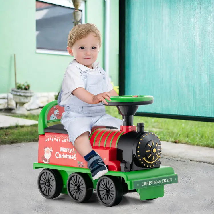 Battery-Powered Kids’ Ride-On Train Set: 6V Electric Toy Car with 16-Piece Track System & 6-Wheel Design