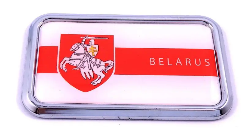 Belarus Flag Chrome 3D Car Decal Sticker – 3″ x 1.75″ Rectangular Emblem