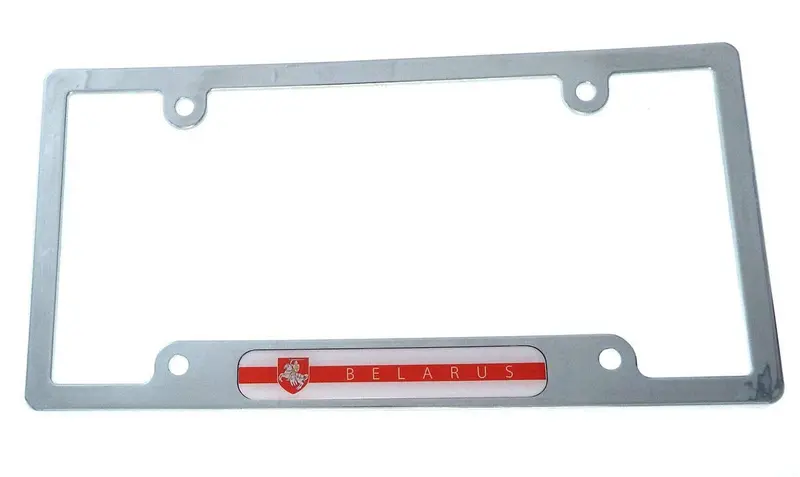 Belarusian Flag License Plate Frame – Chrome-Plated Plastic Mount (CP08)