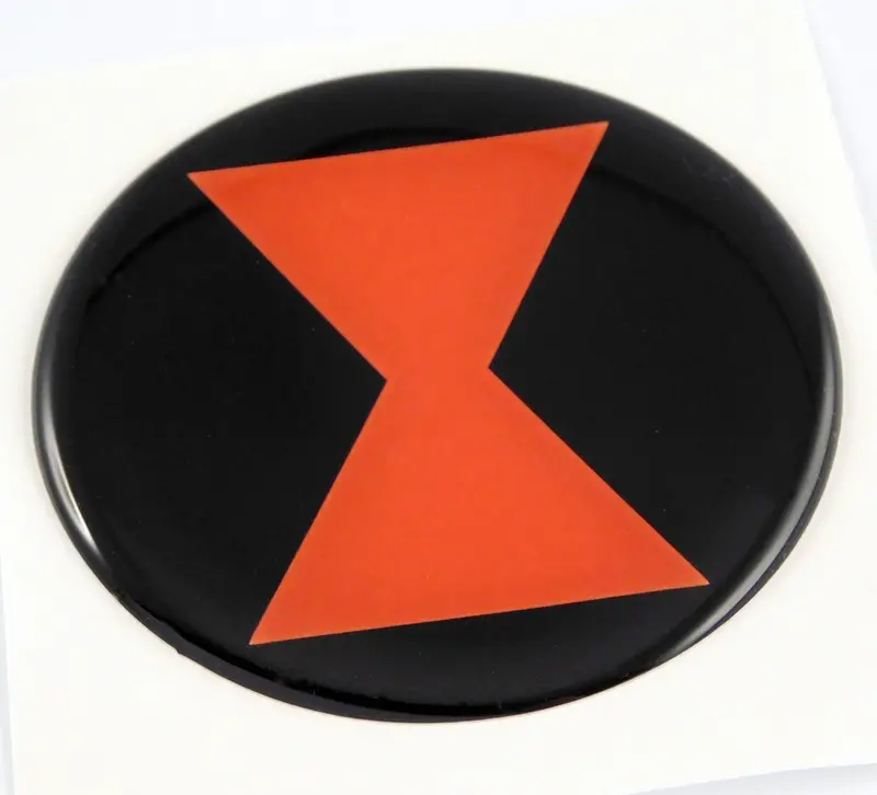 Black Widow Round Domed Decal – 2.44″ Metallic Emblem for Cars and Bikes
