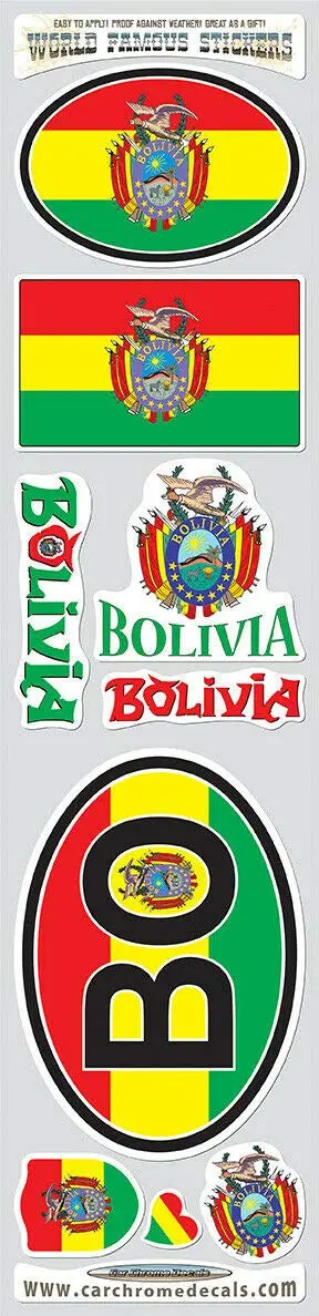Bolivia Flag Sticker Set – 9-Vinyl Decal Pack for Vehicles and Devices