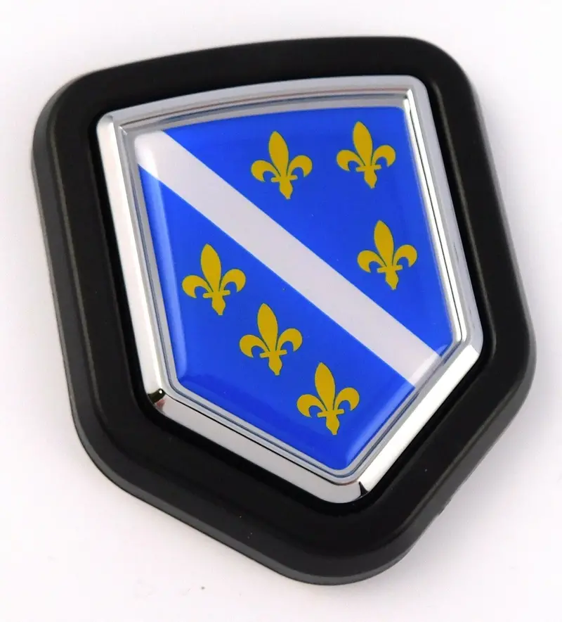 Bosnian Flag Grill Badge – Durable Black Shield Emblem with Chrome Grille Fit