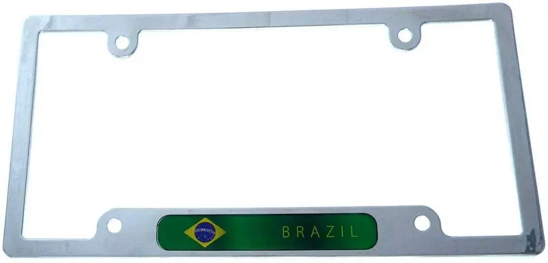 Brazilian Flag License Plate Cover – Vibrant Chrome Plastic Frame (CP08)