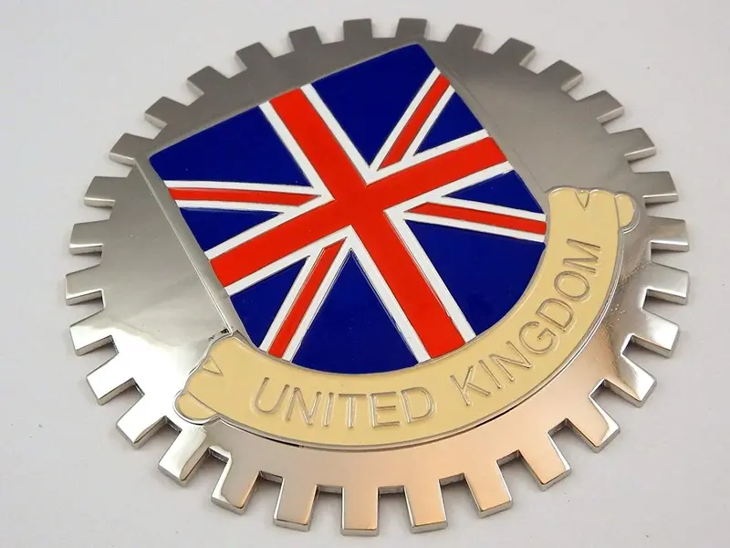 British Flag Grille Badge – UK-Themed Metal Emblem for Vehicle Grill Mount