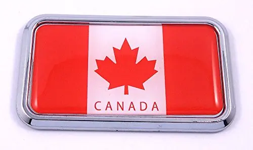 Canada Flag Chrome 3D Car Decal Sticker – 3″ x 1.75″ Rectangular Emblem
