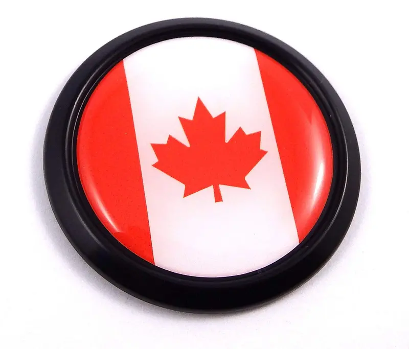 Canada Flag Decal – 3D Black Round Maple Leaf Vehicle Emblem (1.85″)