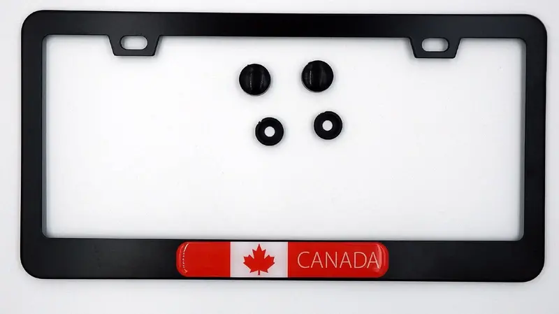 Canada Maple Leaf Flag License Plate Frame – Black Aluminum Finish
