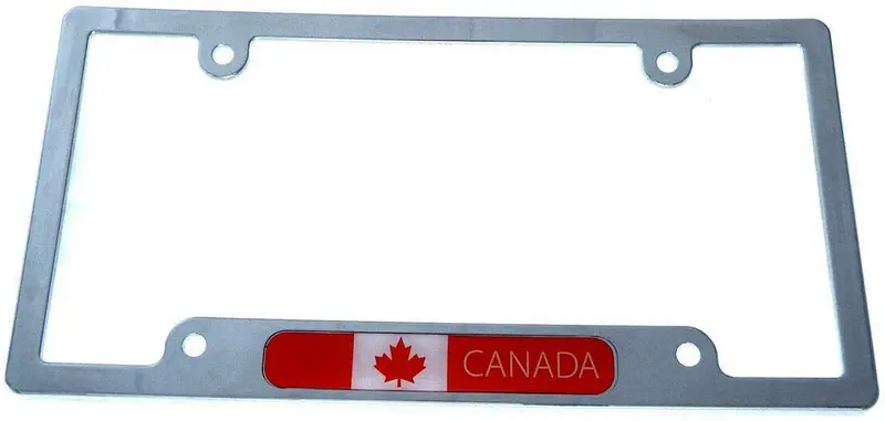 Canadian Flag License Plate Frame – Chrome-Plated Plastic Border for Vehicles (CP08)