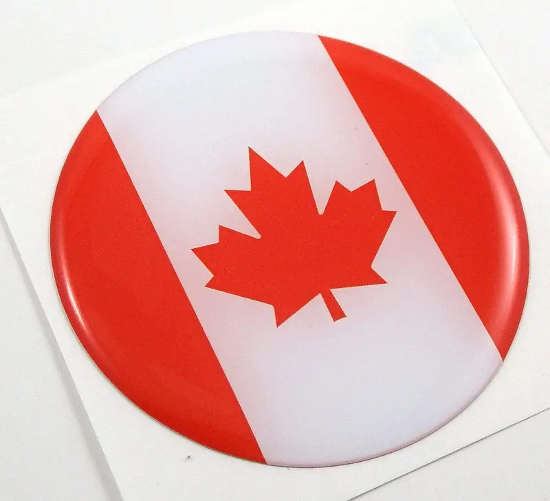 Canadian Flag Round 3D Decal – 2.44″ Automotive and Cycling Sticker