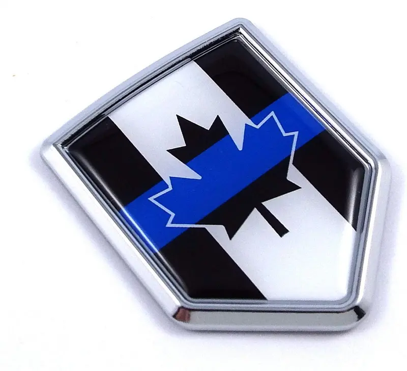 Canadian Police Thin Blue Line Chrome Emblem – Law Enforcement Auto Decal