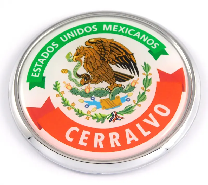 Cerralvo City Chrome Car Emblem – 3D Round Decal, 2.75 Inches