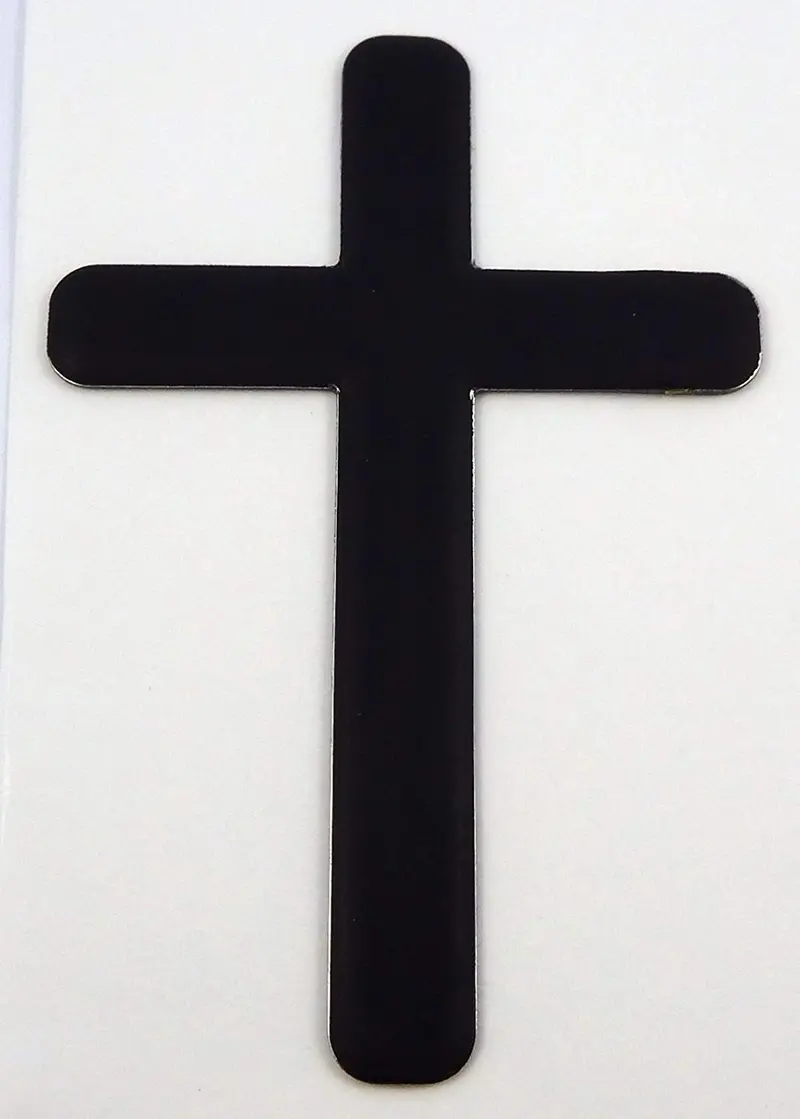 Christian Cross Matte Black Decal – 3D Vehicle Sticker (2 x 3 Inches)