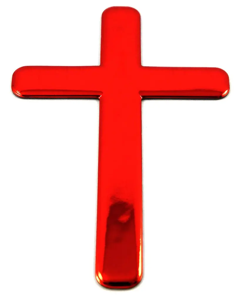 Christian Cross Red Decal – 3D Automotive & Motorcycle Sticker (2 x 3 Inches)