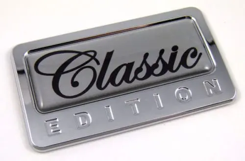 Classic-Design Domed Chrome Emblem – Timeless Vehicle Sticker for Retro and Modern Autos