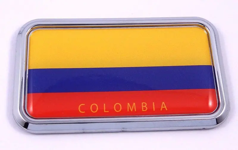 Colombia Flag Chrome 3D Car Decal Sticker – 3″ x 1.75″ Rectangular Emblem