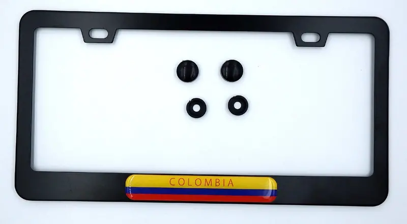 Colombia Flag License Plate Frame – Lightweight Black Aluminum Design