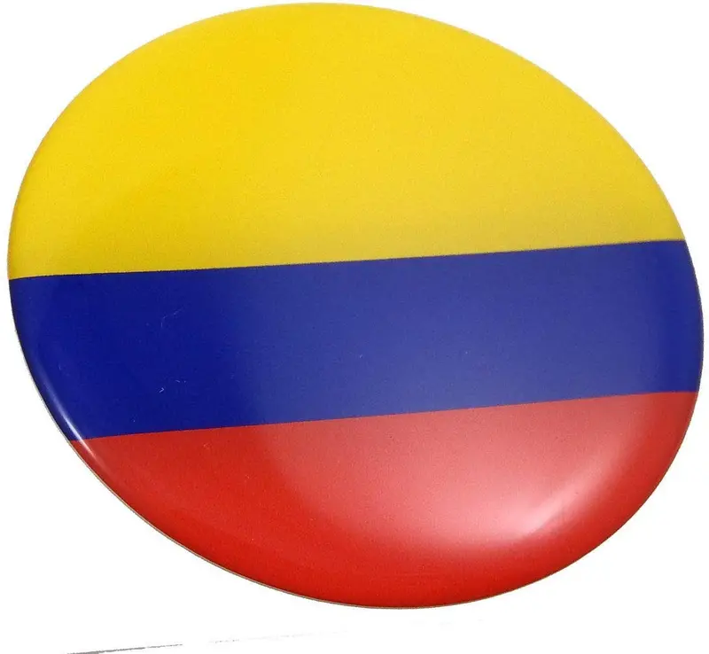 Colombia National Flag Round Domed Chrome Vehicle Decal Sticker (2.44″)