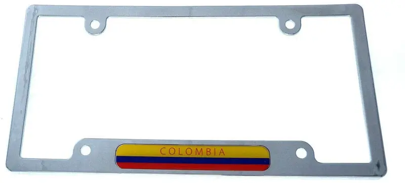 Colombian Flag License Plate Cover – Chrome-Plated Plastic Frame (CP08)