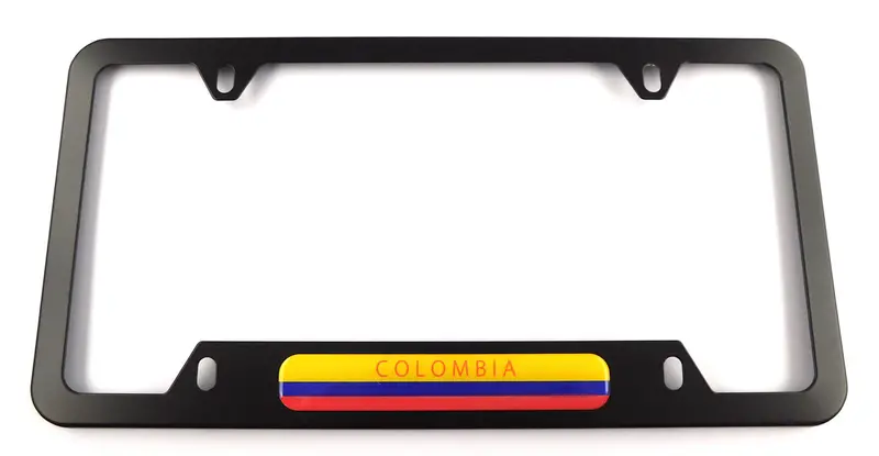 Colombian Flag License Plate Holder – Rugged Black Aluminum Frame with Bottom Cutout