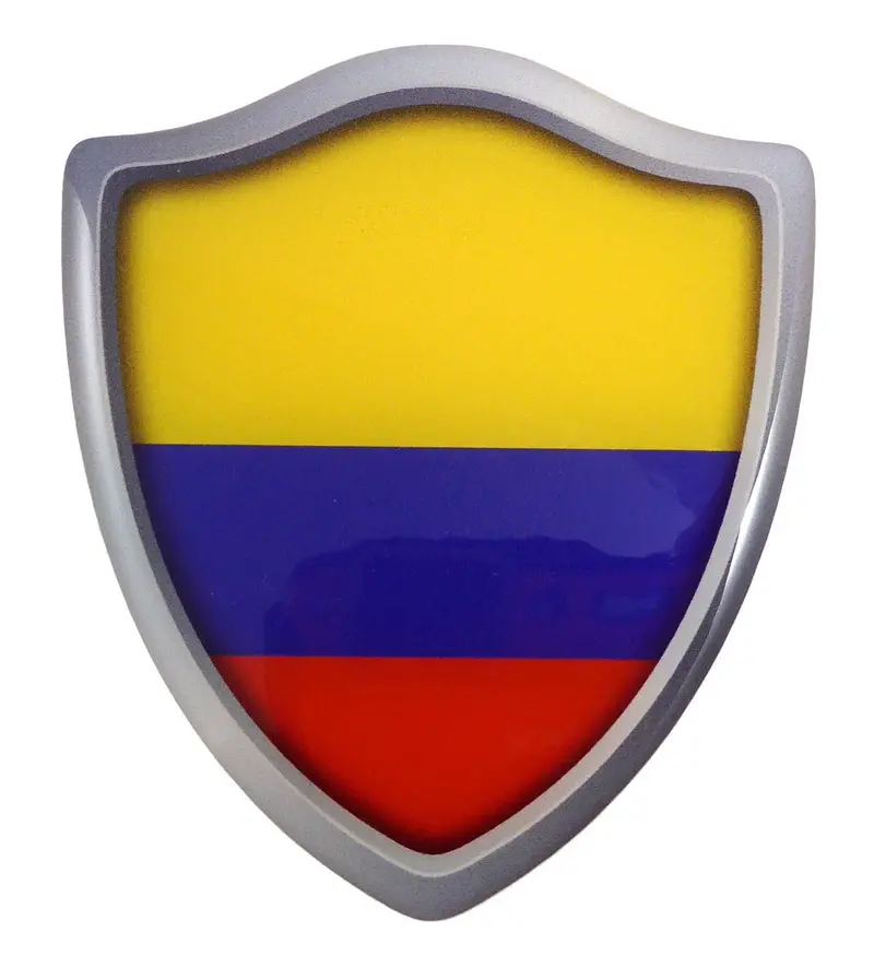 Colombian Flag Shield Decal – 3D Domed Resin Car Sticker (2.6″ x 3″)