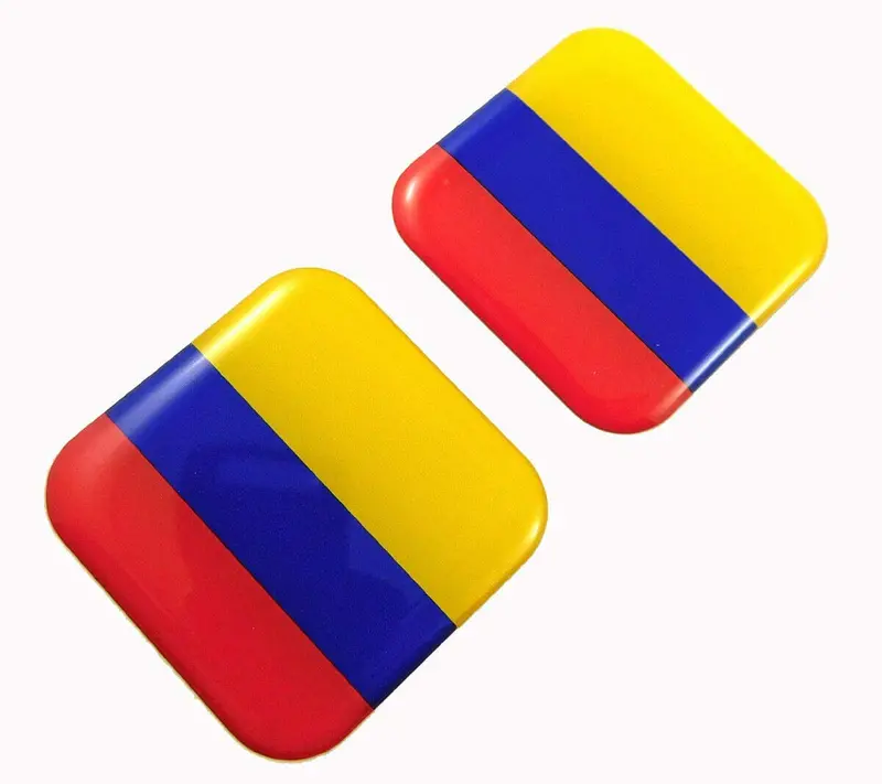 Colombian Flag Square 3D Domed Decal – Car and Motorcycle Gel Sticker (1.5″, Twin Pack)