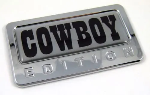 Cowboy-Themed Domed Chrome Badge – Western-Style Emblem for Trucks, Cars, and Motorcycles